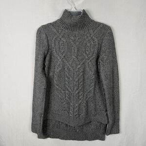 Veronica Beard Sweater Womens Small Gray Turtleneck‎ Wool Blend Cable Knit Heavy